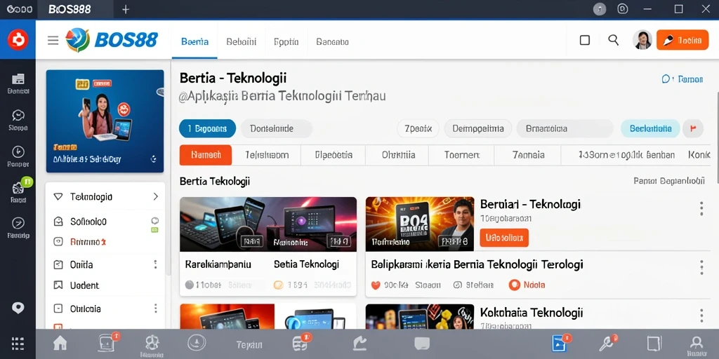 Screenshot antarmuka aplikasi BOS88 dengan berita terbaru.