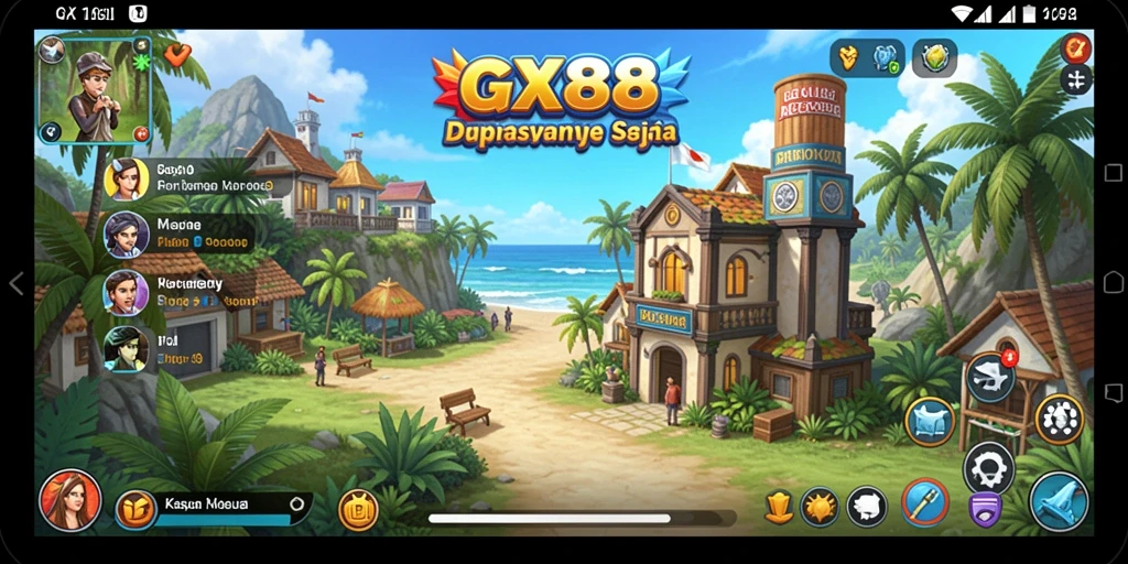 Tampilan antarmuka GX88 yang cerah dan menarik saat bermain.