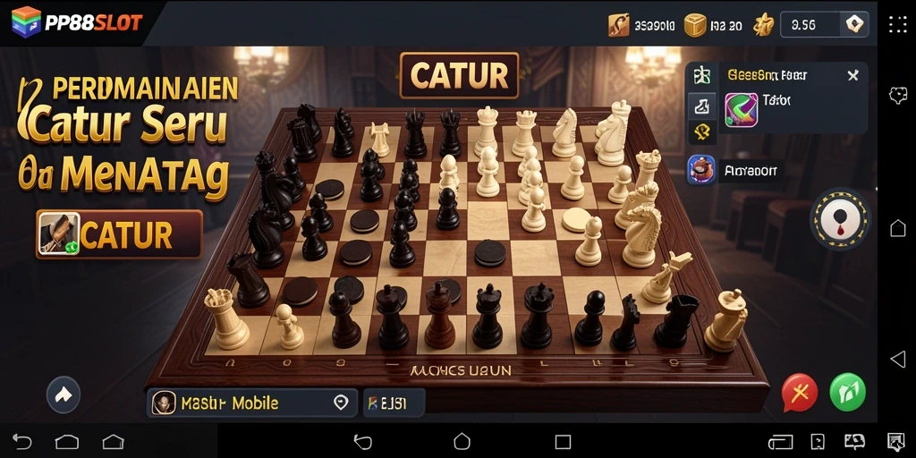 Tampilan antarmuka utama game Catur PP88SLOT yang menarik dan user-friendly.