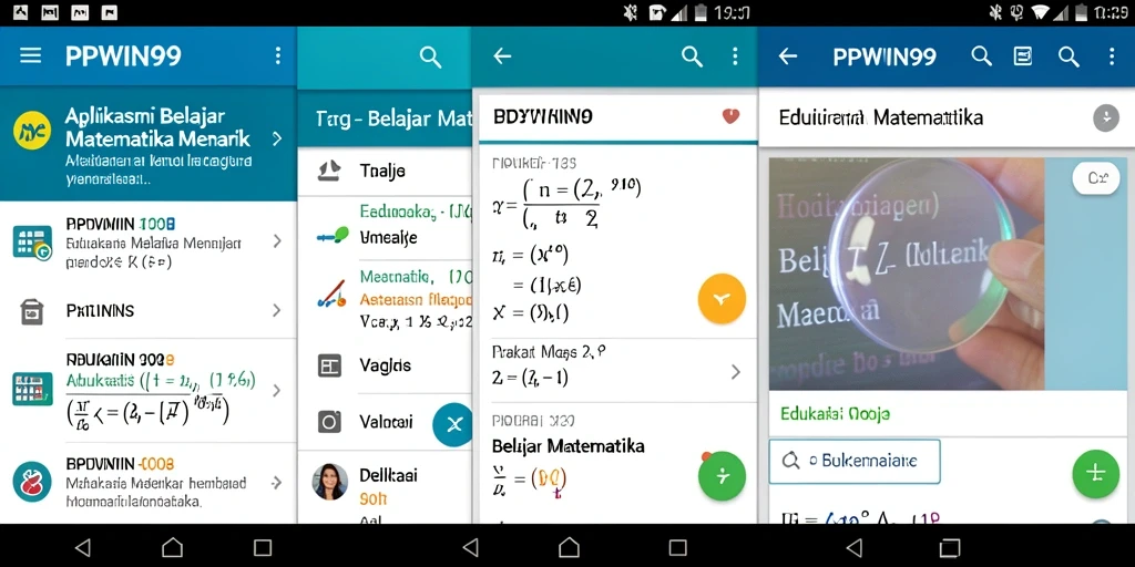 Antarmuka pengguna aplikasi PPWIN99 untuk belajar matematika.