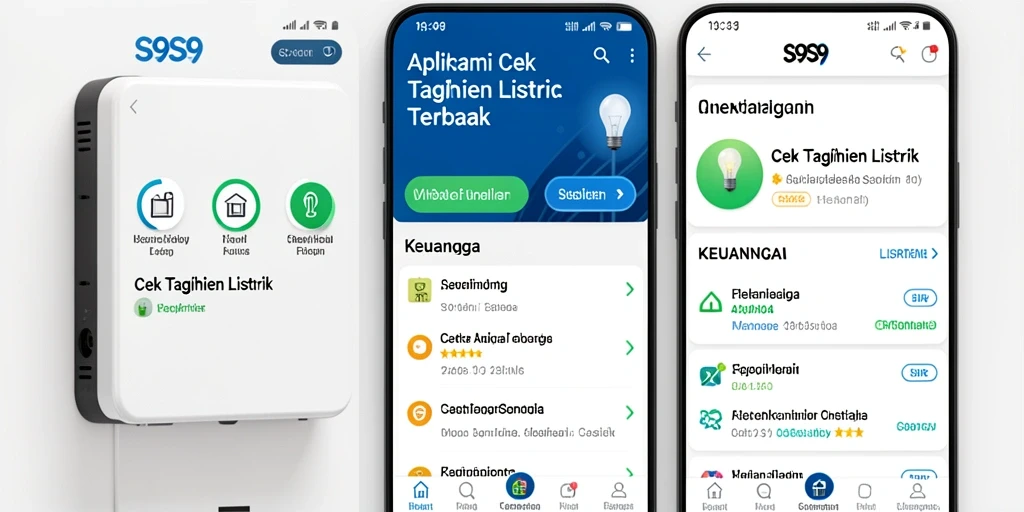Tampilan antarmuka aplikasi S9S9 untuk cek tagihan listrik.