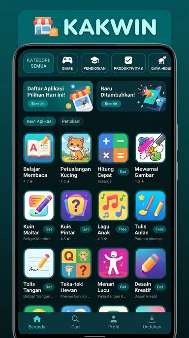 Tampilan katalog aplikasi kakwin